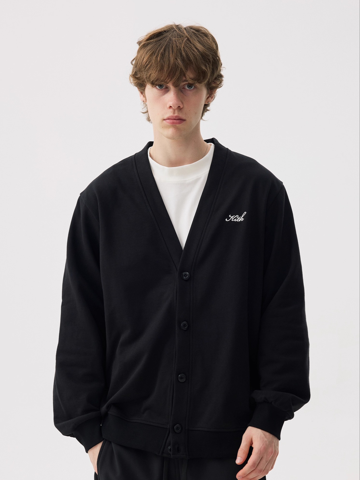 Kith Sweater Knit - KITH Kardigan Rajutan Kerah V Berkancing