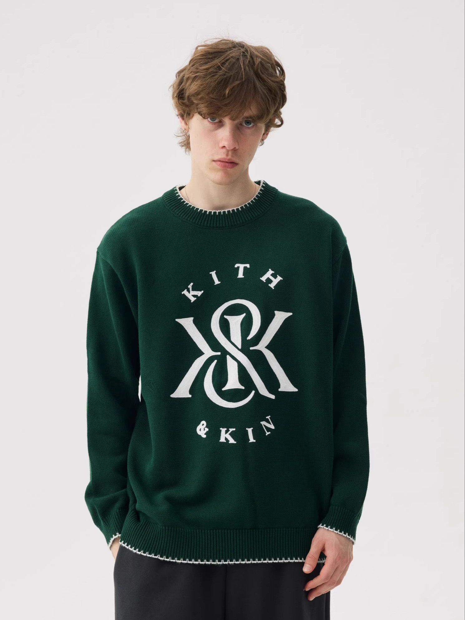 Kith Sweater Knit - Kith Sweater Rajut Longgar Gaya Amerika