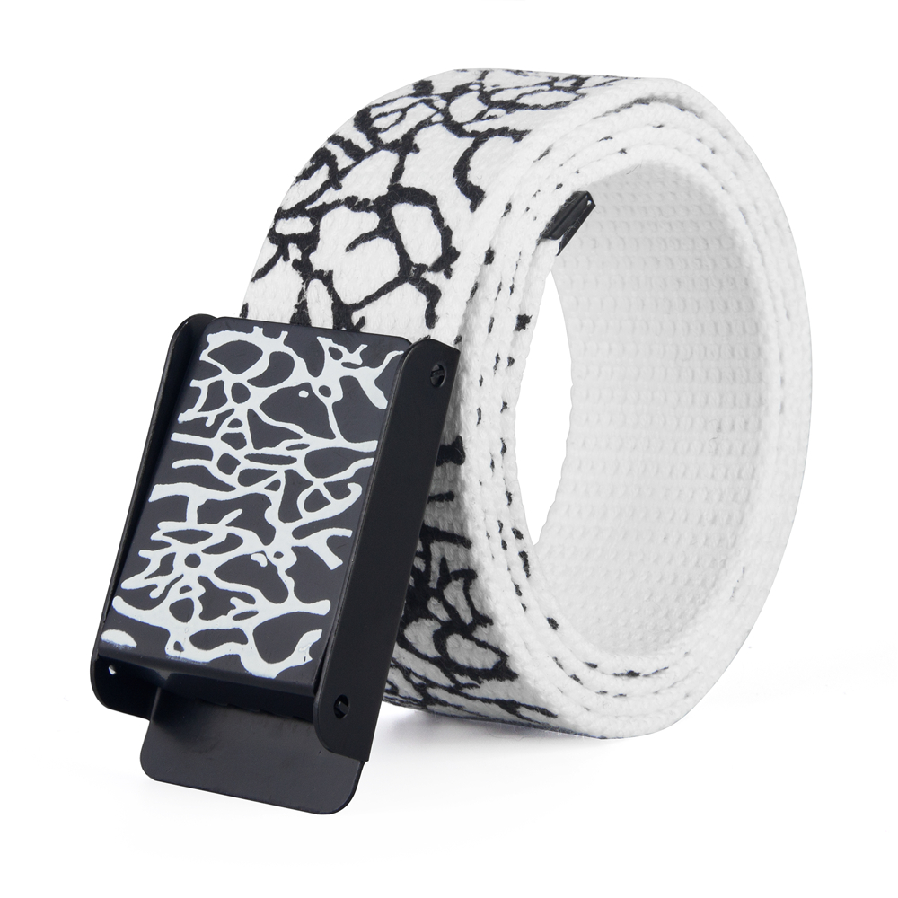 Off White Belt - Sabuk Kanvas Poliester Kasual Unisex 3.8cm,