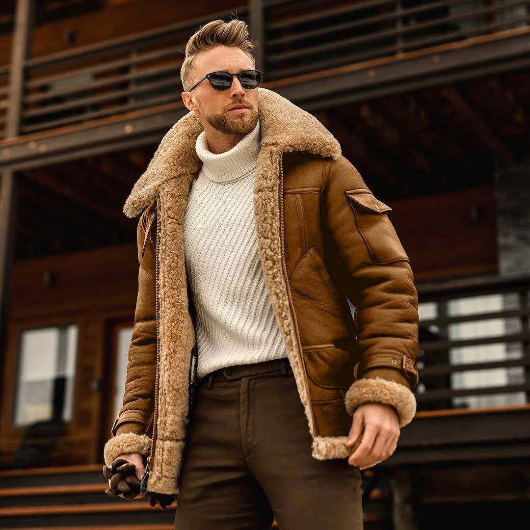 Brand Streetwear Taiwan - Jaket Kulit Pria Tebal Gaya Retro
