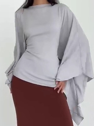 Atasan Wanita Model Slim Fit L - Off White Belt ulasan dan harga